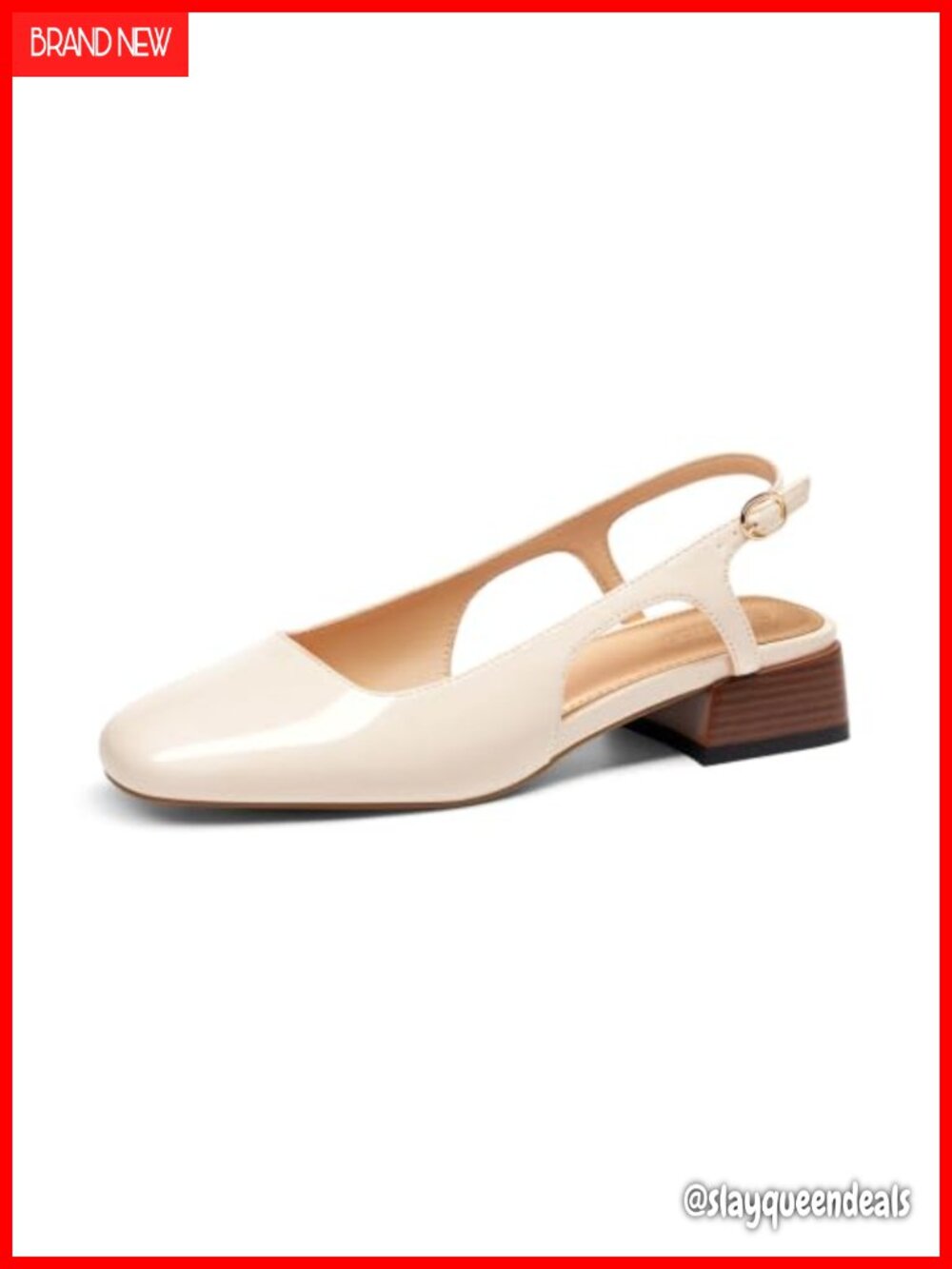 Womens Slingback Chunky Low Heel Closed Square Toe Pumps Work Shoes Block Heel
